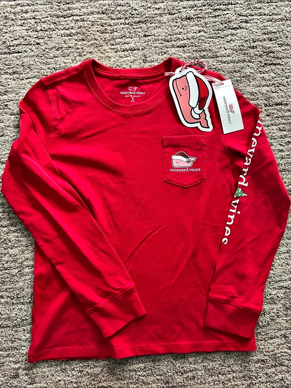Vineyard Vines Long Sleeve Christmas Tee in Red Size Small NWT